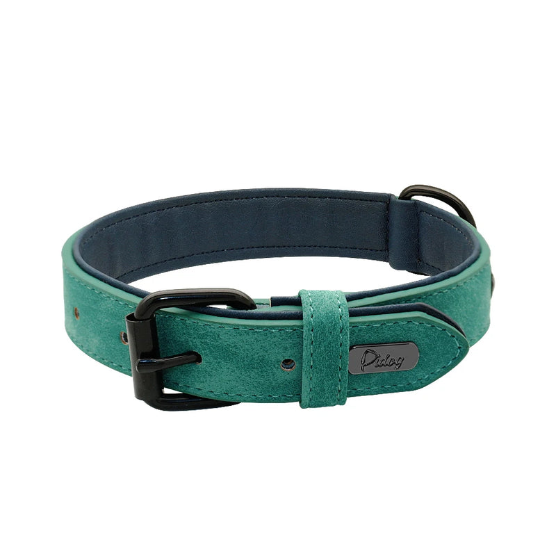 Large Soft Padded Leather Dog Collar for Big Dogs