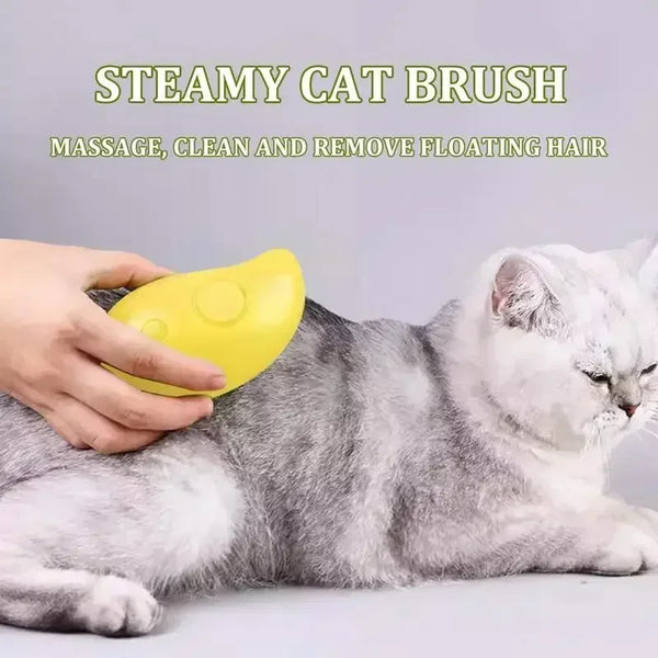 3-in-1 Electric Steamy Brush for Pet Grooming & Shedding