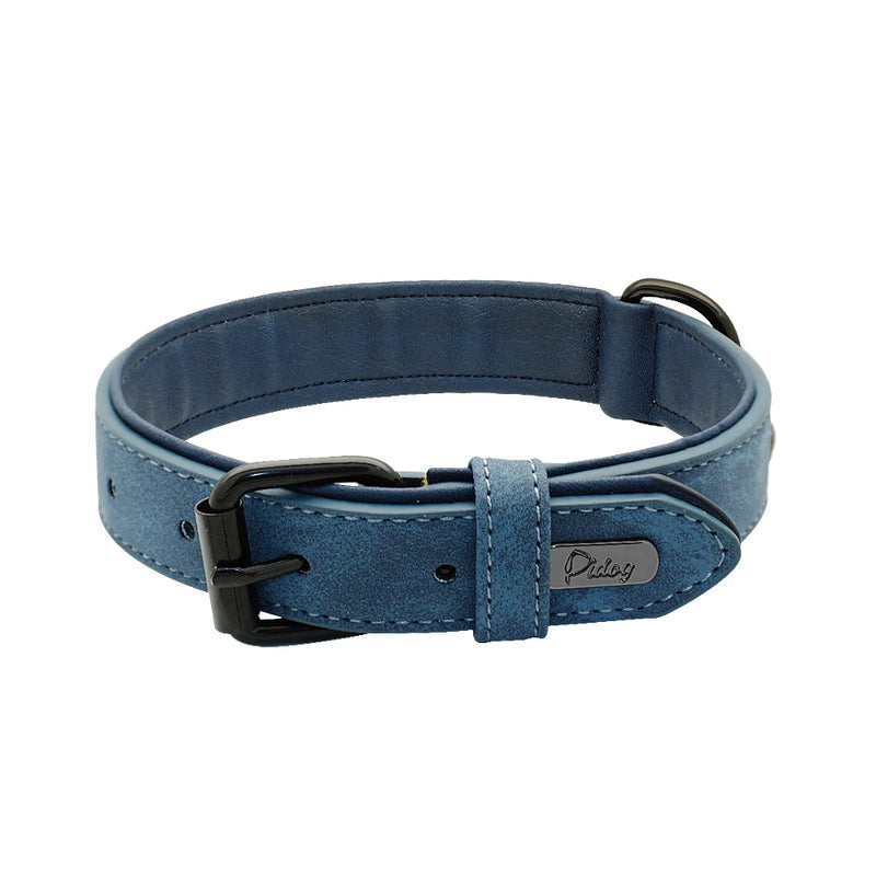 Large Soft Padded Leather Dog Collar for Big Dogs