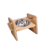 Adjustable Bamboo Dog Feeder with Stainless Steel Bowls